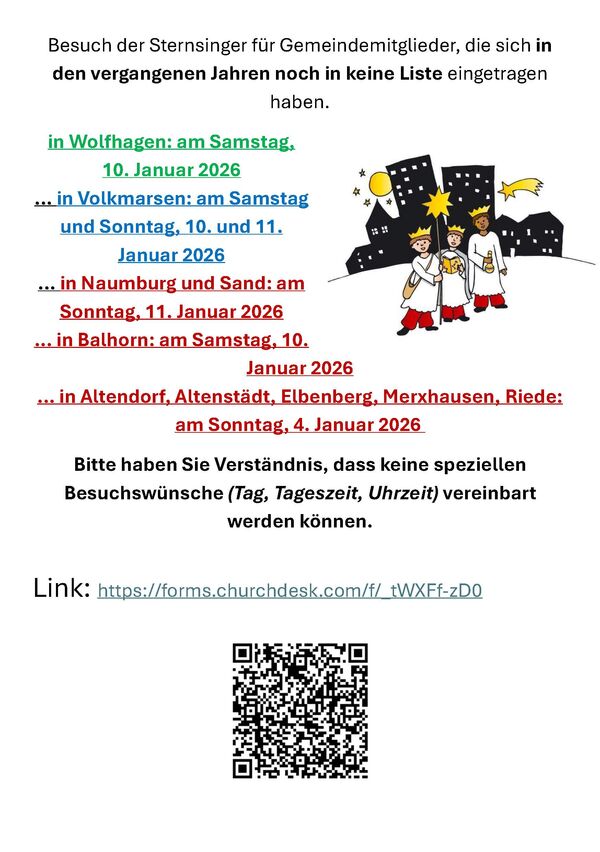 Auf der Seite 5 und 6 der letzten Ausgabe des Rundum finden Sie weitere Hinweise z.B. zu den Aussendungsgottesdiensten.  Sollten Sie sich unsicher sein, ob sie auf der Liste vom letzten Jahr stehen, bitte einfach nochmal anmelden.